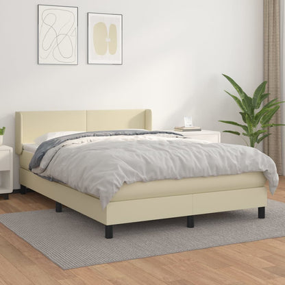 Giroletto a Molle con Materasso Crema 140x200 cm in Similpelle