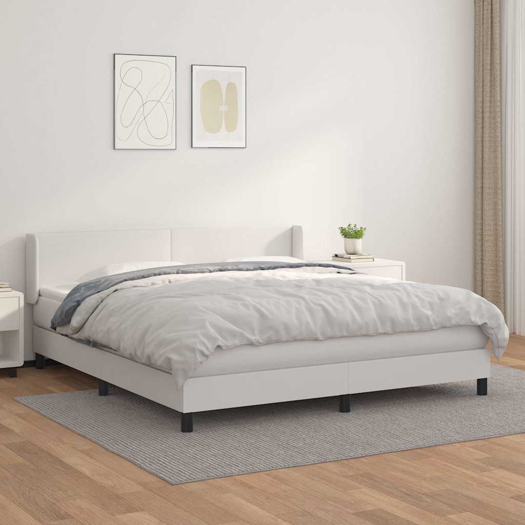 Giroletto a Molle con Materasso Bianco 160x200 cm in Similpelle