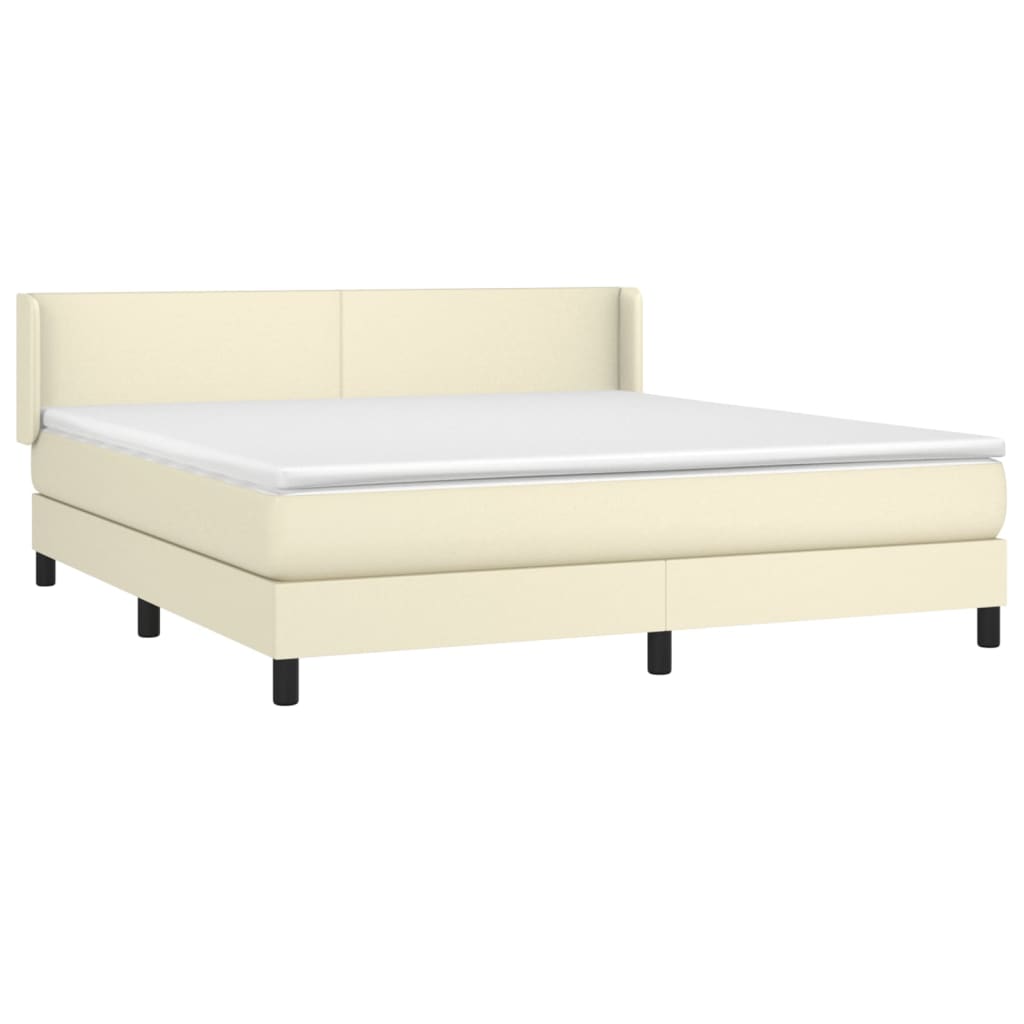 Giroletto a Molle con Materasso Crema 160x200 cm in Similpelle | homemem39