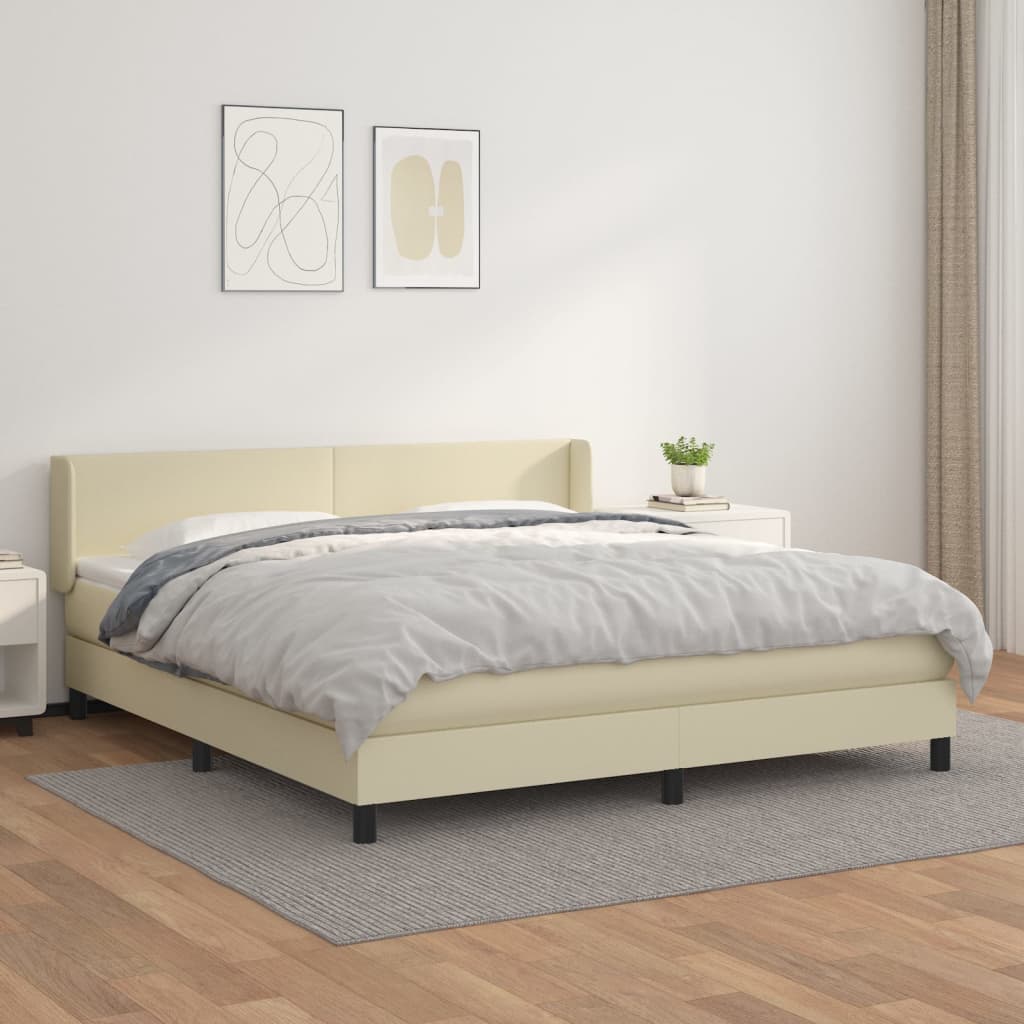 Giroletto a Molle con Materasso Crema 180x200 cm in Similpelle