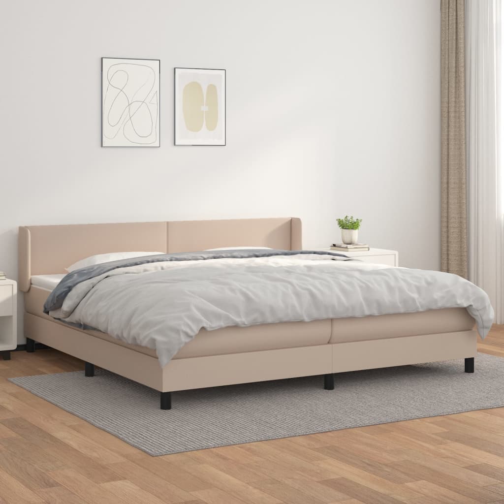 Giroletto a Molle con Materasso Cappuccino 200x200cm Similpelle | homemem39