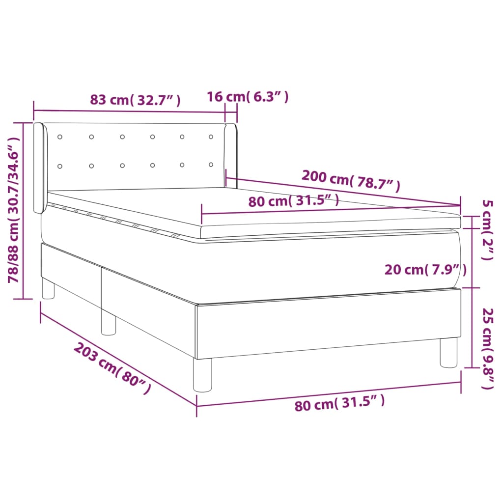 Giroletto a Molle con Materasso Crema 80x200 cm in Similpelle | homemem39