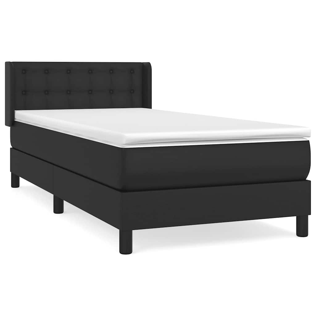 Giroletto a Molle con Materasso Nero 90x190 cm in Similpelle