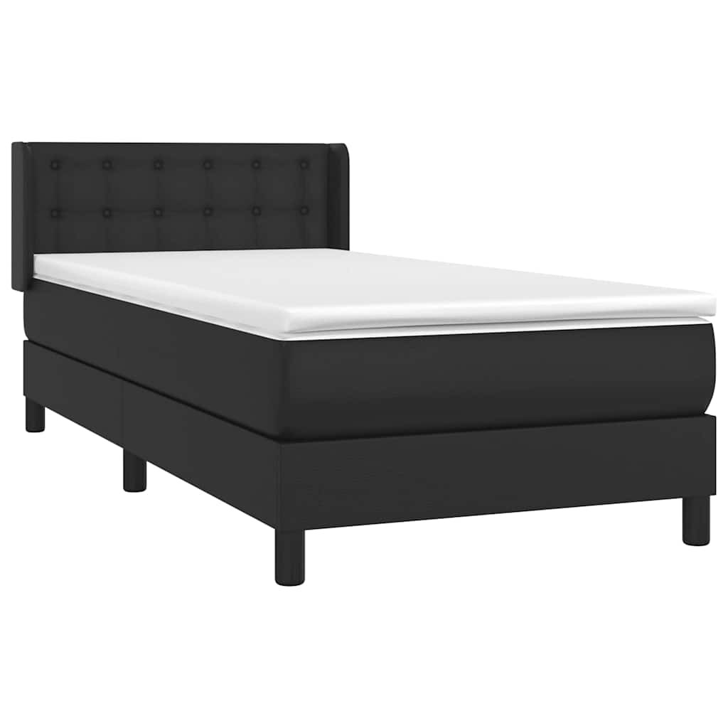 Giroletto a Molle con Materasso Nero 90x190 cm in Similpelle