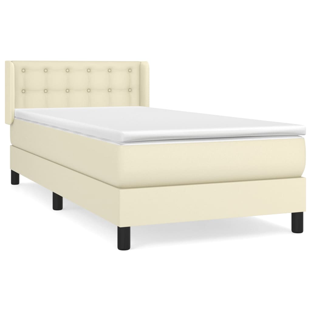 Giroletto a Molle con Materasso Crema 90x190 cm in Similpelle | homemem39