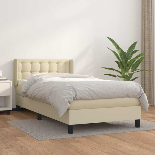 Giroletto a Molle con Materasso Crema 90x200 cm in Similpelle