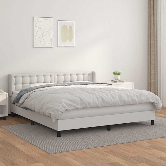 Giroletto a Molle con Materasso Bianco 160x200 cm in Similpelle
