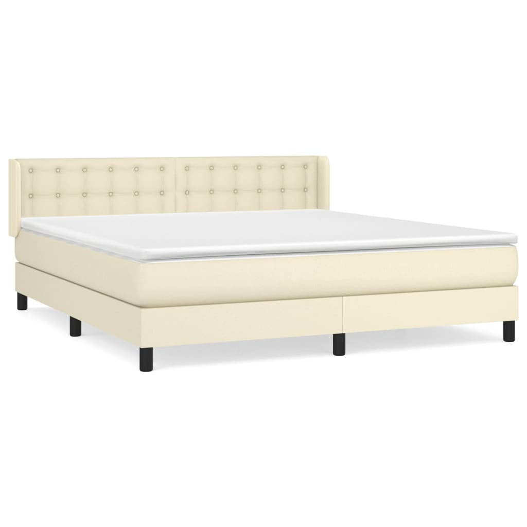 Giroletto a Molle con Materasso Crema 160x200 cm in Similpelle | homemem39