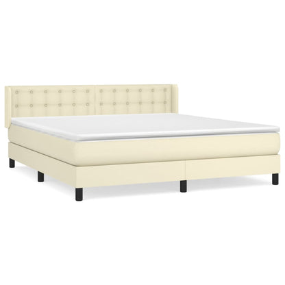 Giroletto a Molle con Materasso Crema 160x200 cm in Similpelle | homemem39
