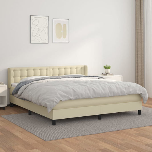 Giroletto a Molle con Materasso Crema 160x200 cm in Similpelle | homemem39