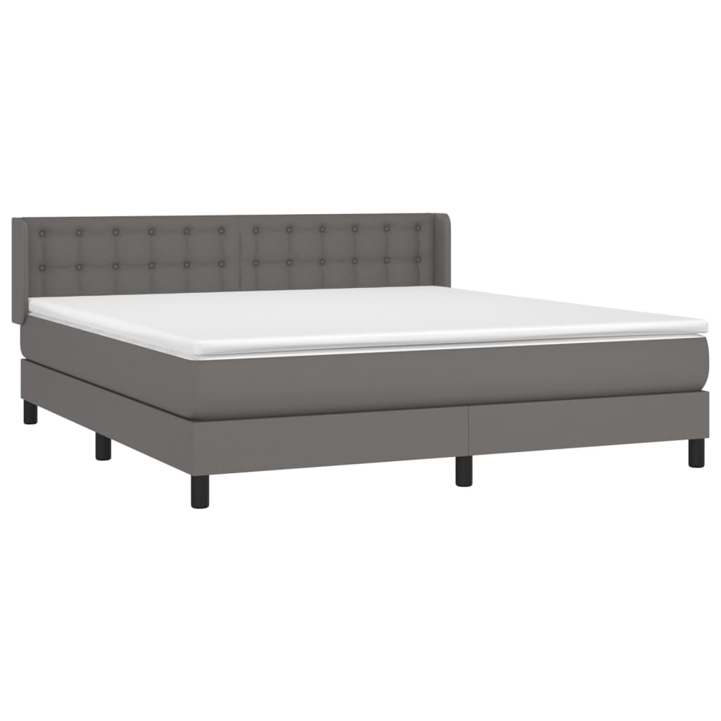Giroletto a Molle con Materasso Grigio 160x200 cm in Similpelle | homemem39