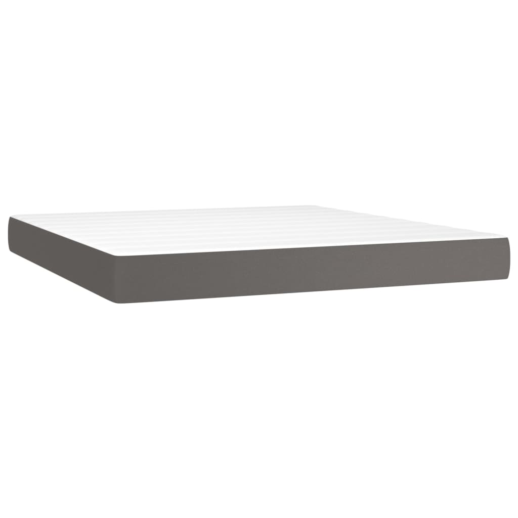 Giroletto a Molle con Materasso Grigio 160x200 cm in Similpelle | homemem39