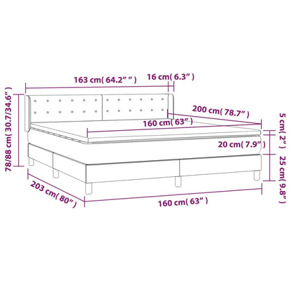 Giroletto a Molle con Materasso Grigio 160x200 cm in Similpelle | homemem39