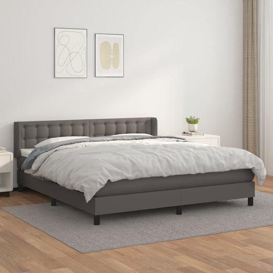 Giroletto a Molle con Materasso Grigio 160x200 cm in Similpelle | homemem39