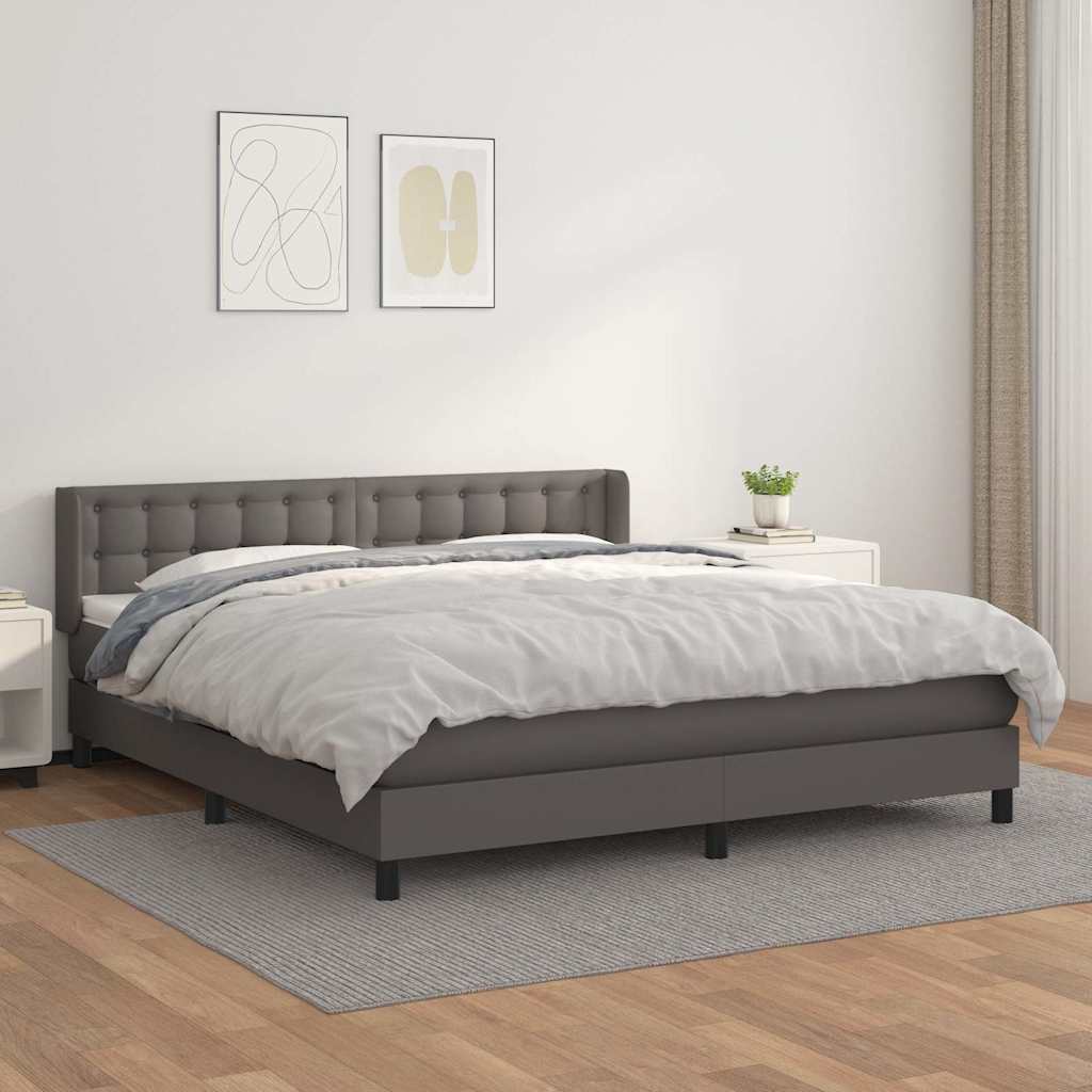 Giroletto a Molle con Materasso Grgio 180x200 cm in Similpelle