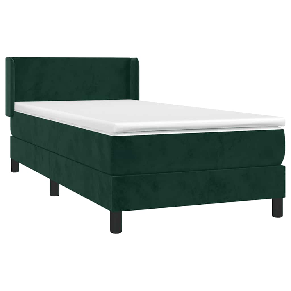 Giroletto a Molle con Materasso Verde Scuro 80x200 cm Velluto | homemem39