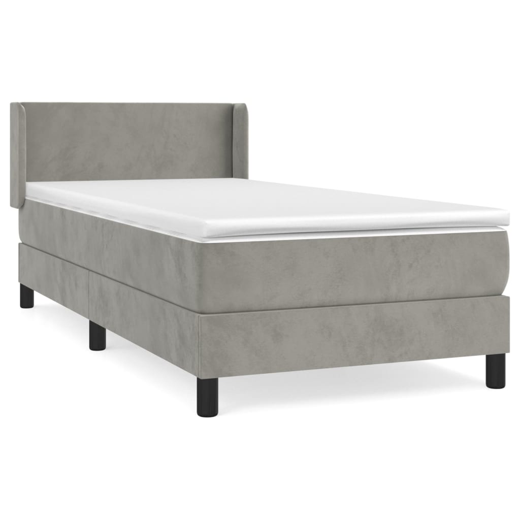 Giroletto a Molle con Materasso Grigio Chiaro 100x200cm Velluto | homemem39