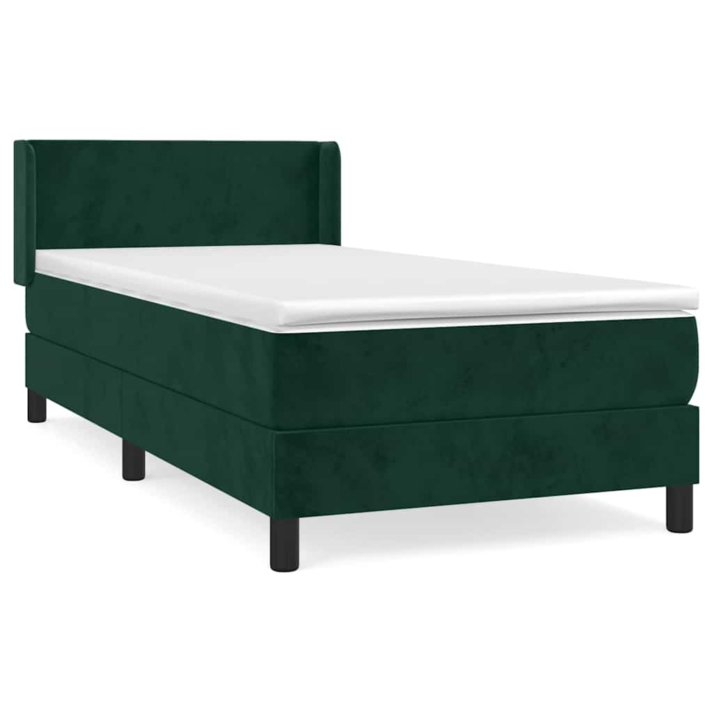 Giroletto a Molle con Materasso Verde Scuro 100x200 cm Velluto | homemem39