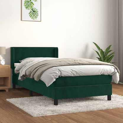 Giroletto a Molle con Materasso Verde Scuro 100x200 cm Velluto | homemem39