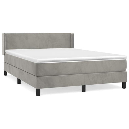 Giroletto a Molle con Materasso Grigio Chiaro 140x190cm Velluto