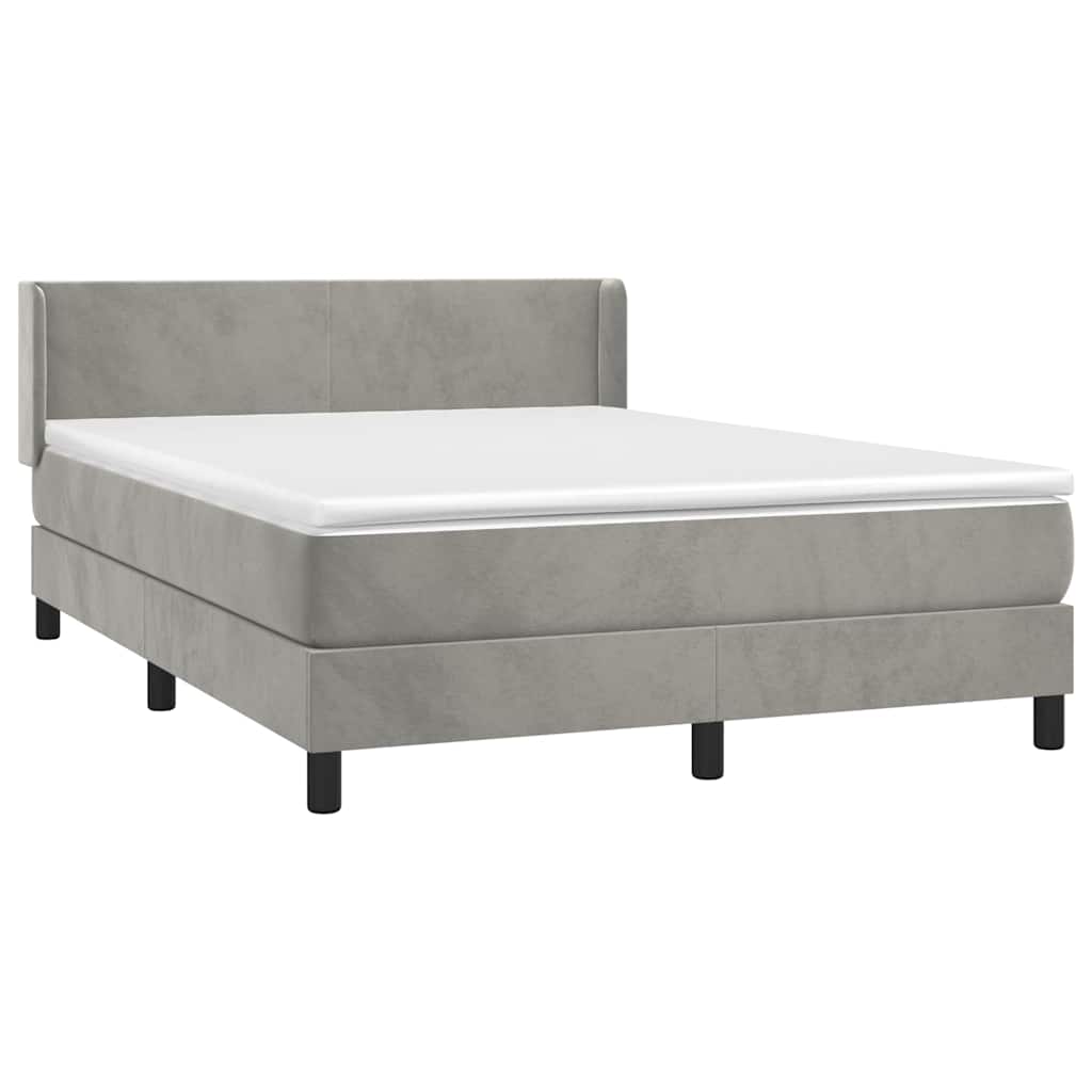 Giroletto a Molle con Materasso Grigio Chiaro 140x200cm Velluto