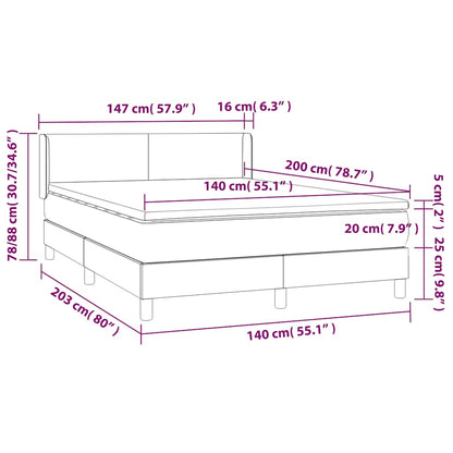 Giroletto a Molle con Materasso Blu Scuro 140x200 cm in Velluto | homemem39