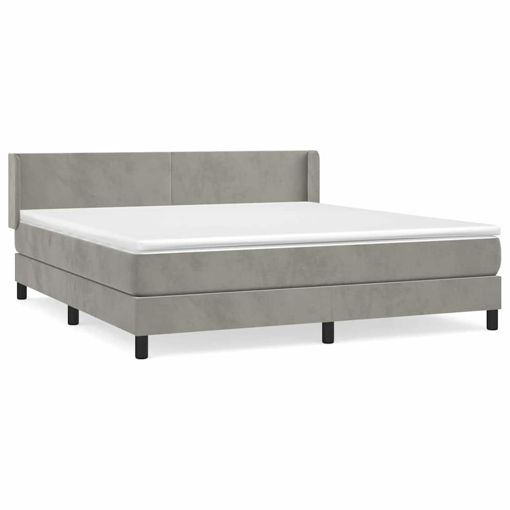 Giroletto a Molle con Materasso Grigio Chiaro 160x200cm Velluto