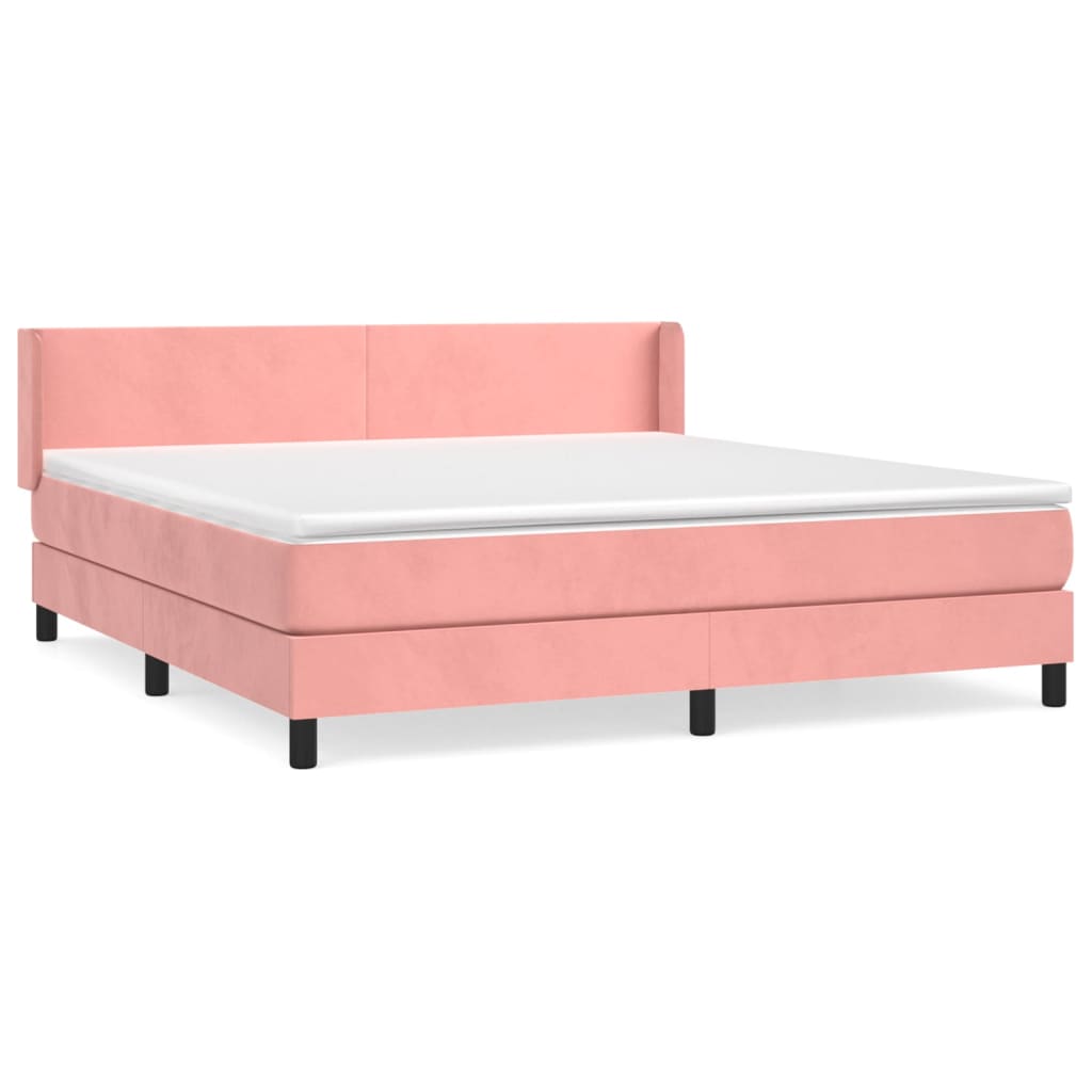 Giroletto a Molle con Materasso Rosa 180x200 cm in Velluto | homemem39
