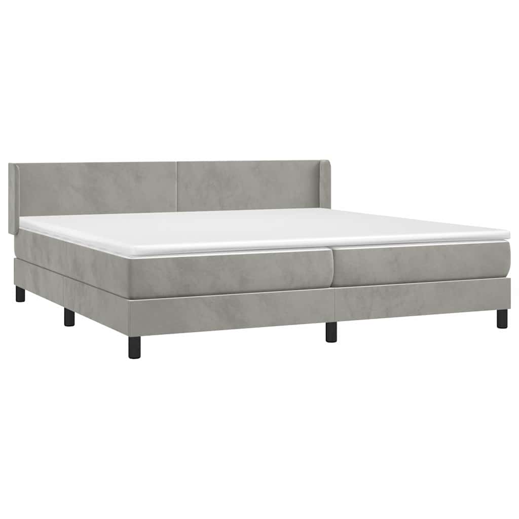Giroletto a Molle con Materasso Grigio Chiaro 200x200cm Velluto