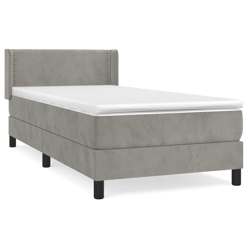 Giroletto a Molle con Materasso Grigio Chiaro 100x200cm Velluto | homemem39