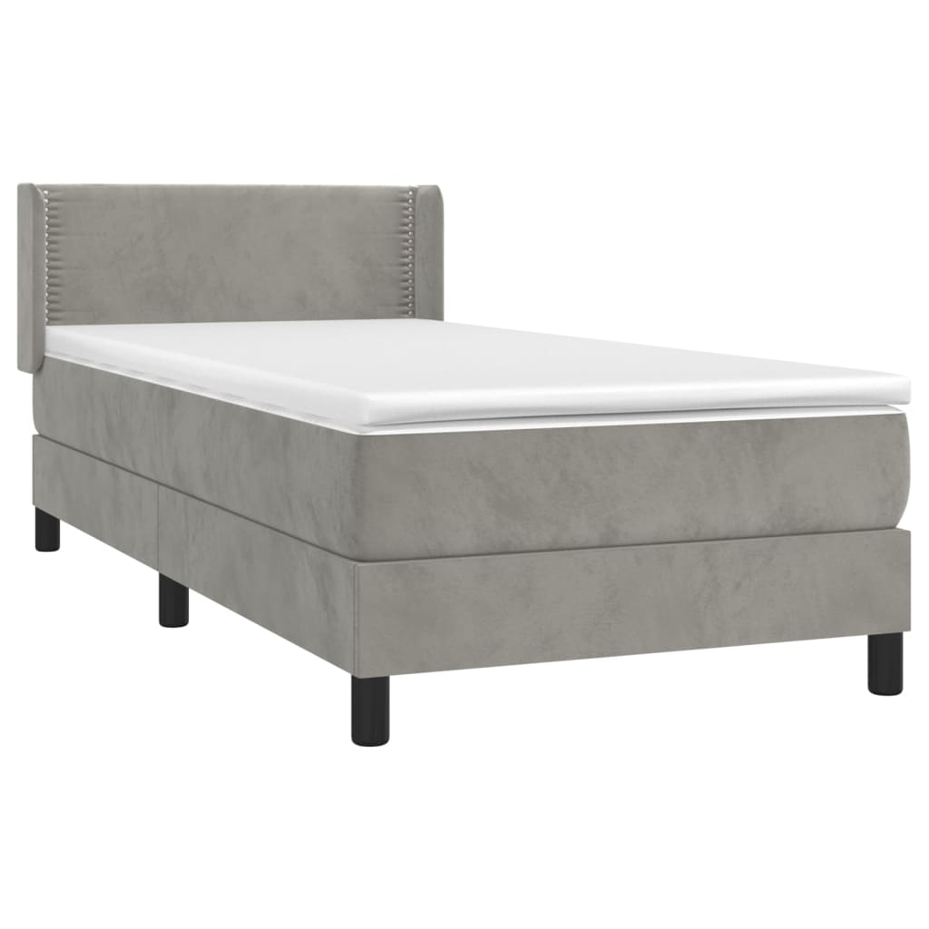 Giroletto a Molle con Materasso Grigio Chiaro 100x200cm Velluto | homemem39
