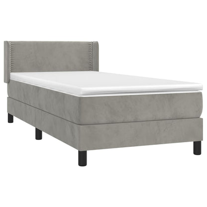 Giroletto a Molle con Materasso Grigio Chiaro 100x200cm Velluto | homemem39