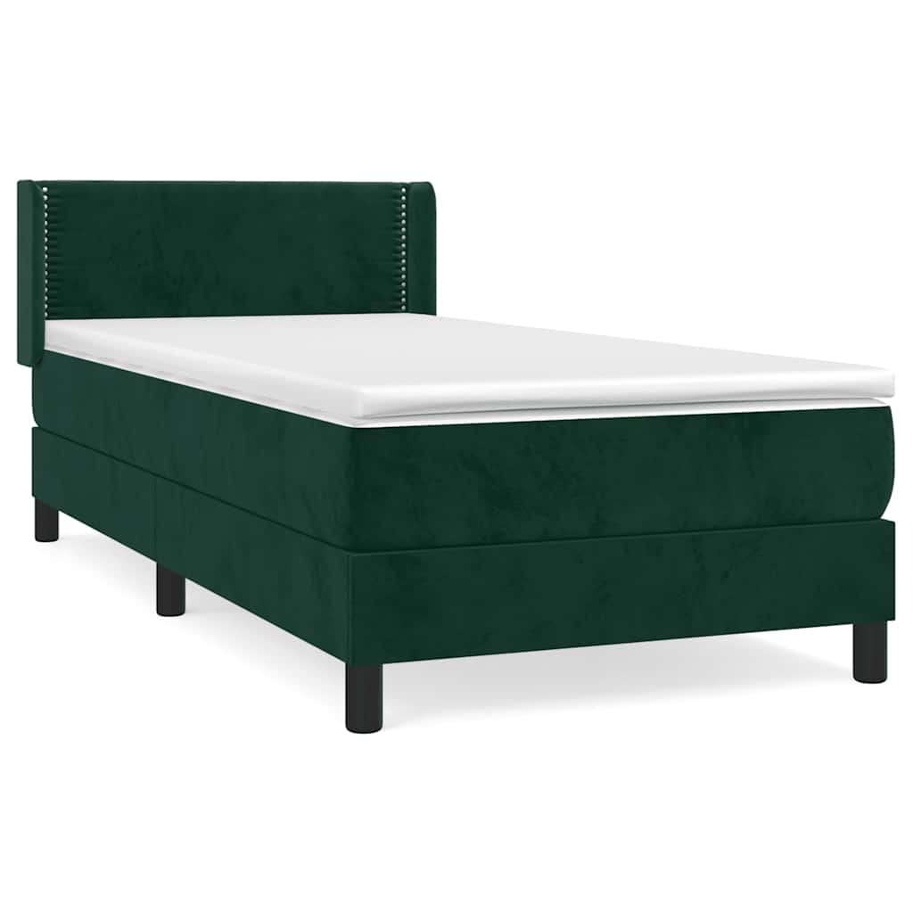Giroletto a Molle con Materasso Verde Scuro 100x200 cm Velluto | homemem39