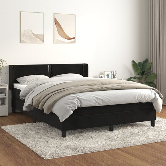 Giroletto a Molle con Materasso Nero 140x190 cm in Velluto | homemem39