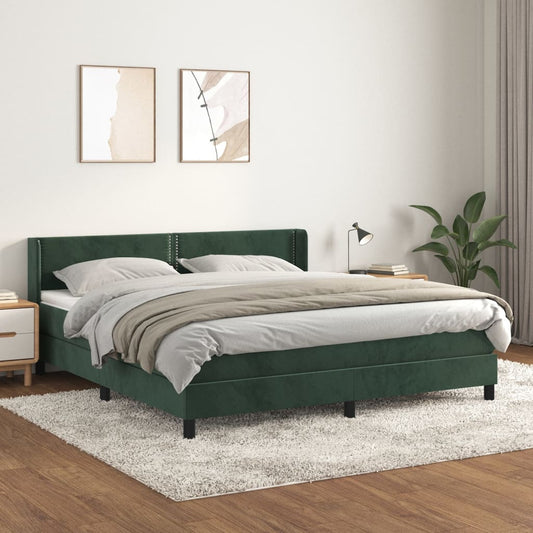 Giroletto a Molle con Materasso Verde Scuro 180x200 cm Velluto - homemem39