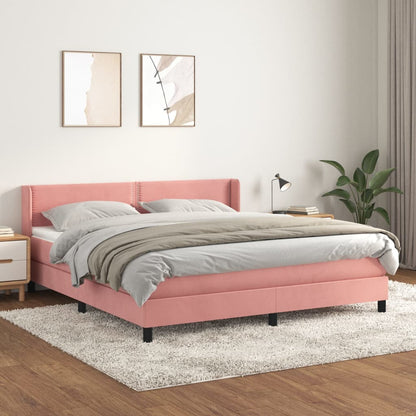 Giroletto a Molle con Materasso Rosa 180x200 cm in Velluto | homemem39
