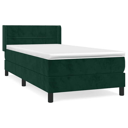 Giroletto a Molle con Materasso Verde Scuro 90x200 cm Velluto | homemem39
