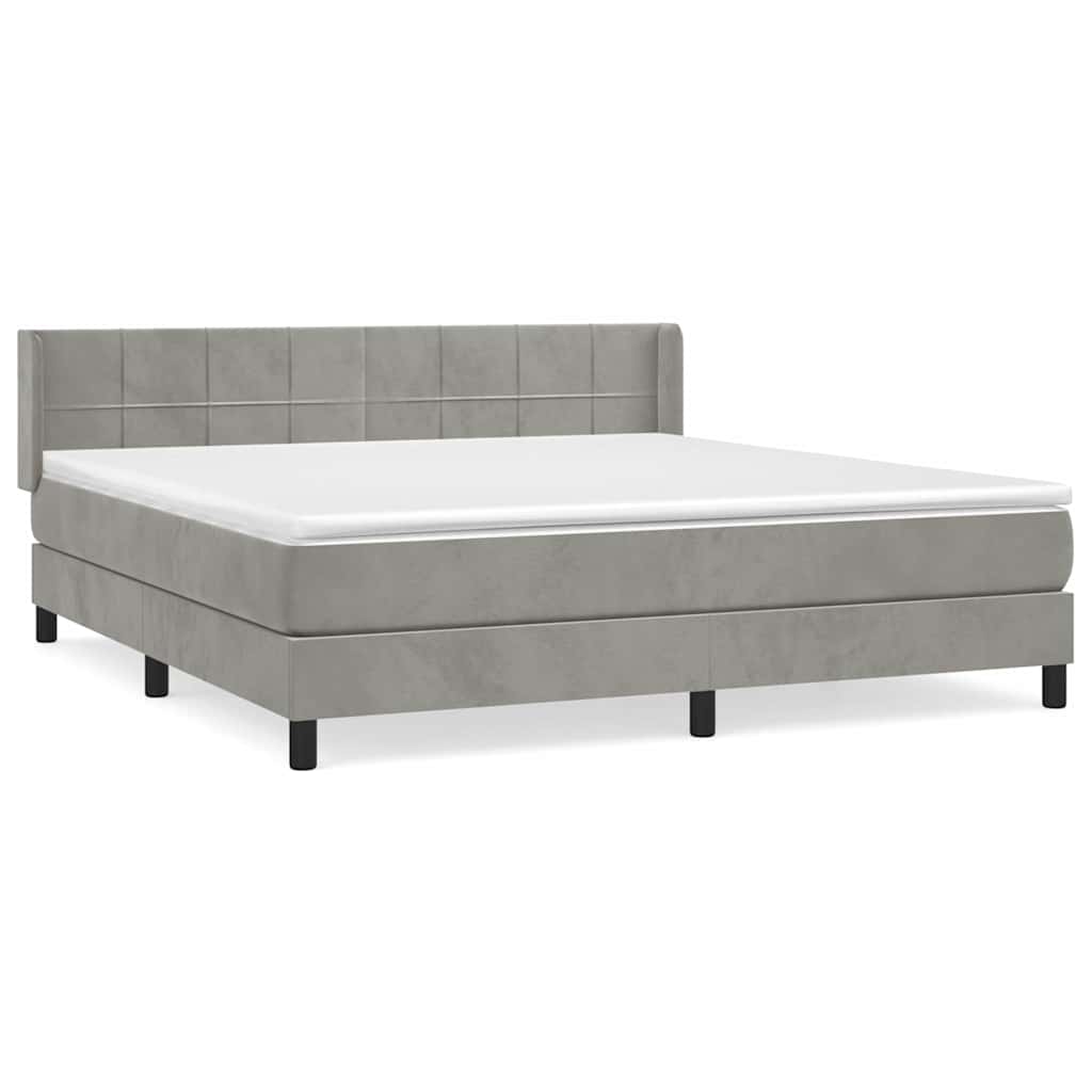 Giroletto a Molle con Materasso Grigio Chiaro 160x200cm Velluto