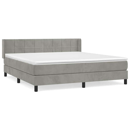 Giroletto a Molle con Materasso Grigio Chiaro 160x200cm Velluto