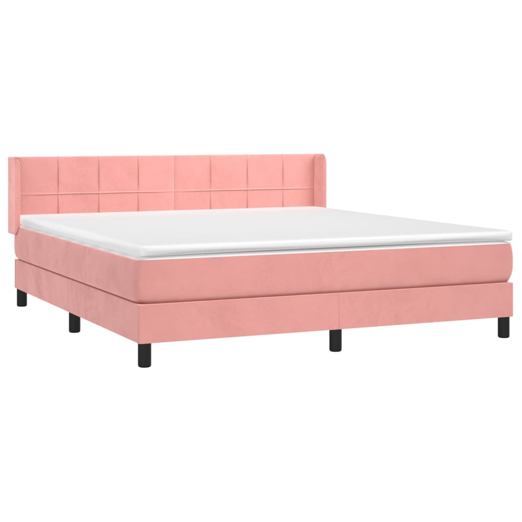 Giroletto a Molle con Materasso Rosa 180x200 cm in Velluto | homemem39