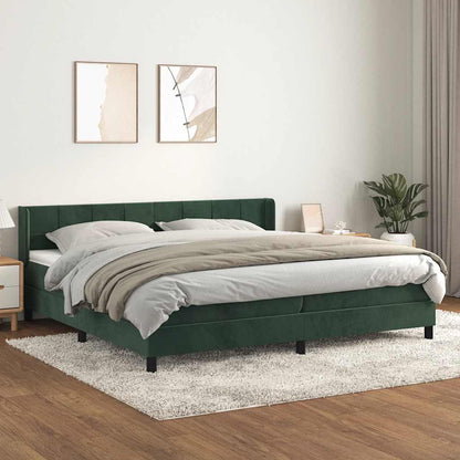 Giroletto a Molle con Materasso Verde Scuro 200x200 cm Velluto - homemem39