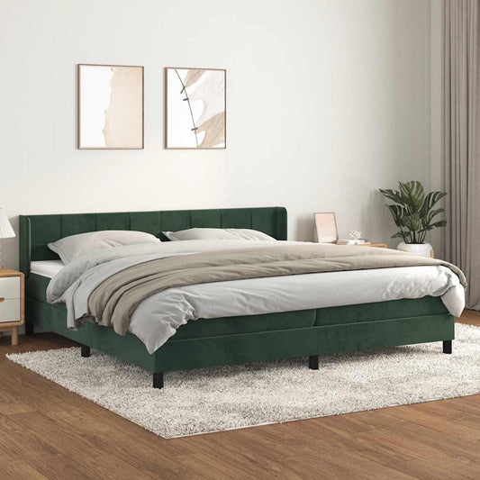 Giroletto a Molle con Materasso Verde Scuro 200x200 cm Velluto - homemem39