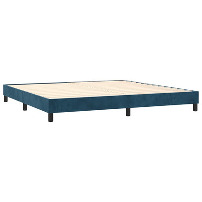 Giroletto a Molle con Materasso Blu Scuro 200x200 cm in Velluto