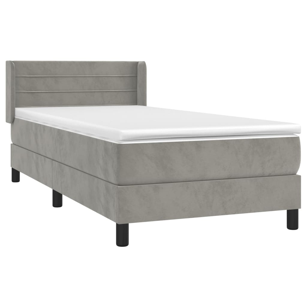 Giroletto a Molle con Materasso Grigio Chiaro 100x200cm Velluto | homemem39