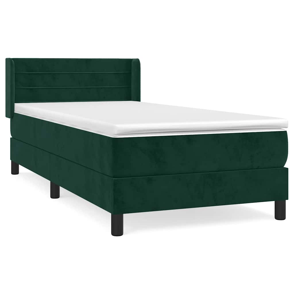 Giroletto a Molle con Materasso Verde Scuro 100x200 cm Velluto | homemem39