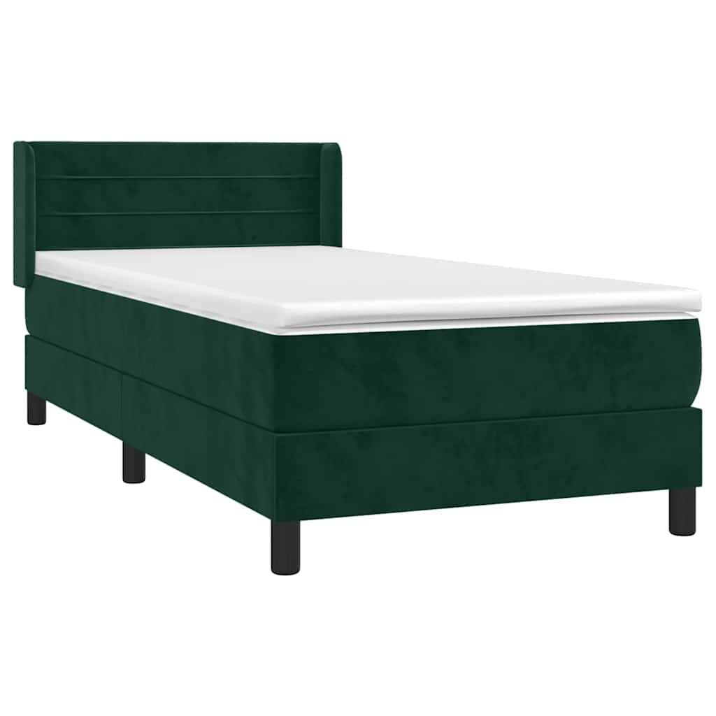 Giroletto a Molle con Materasso Verde Scuro 100x200 cm Velluto | homemem39