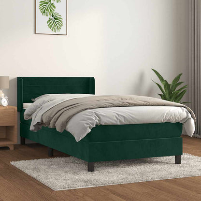 Giroletto a Molle con Materasso Verde Scuro 100x200 cm Velluto | homemem39