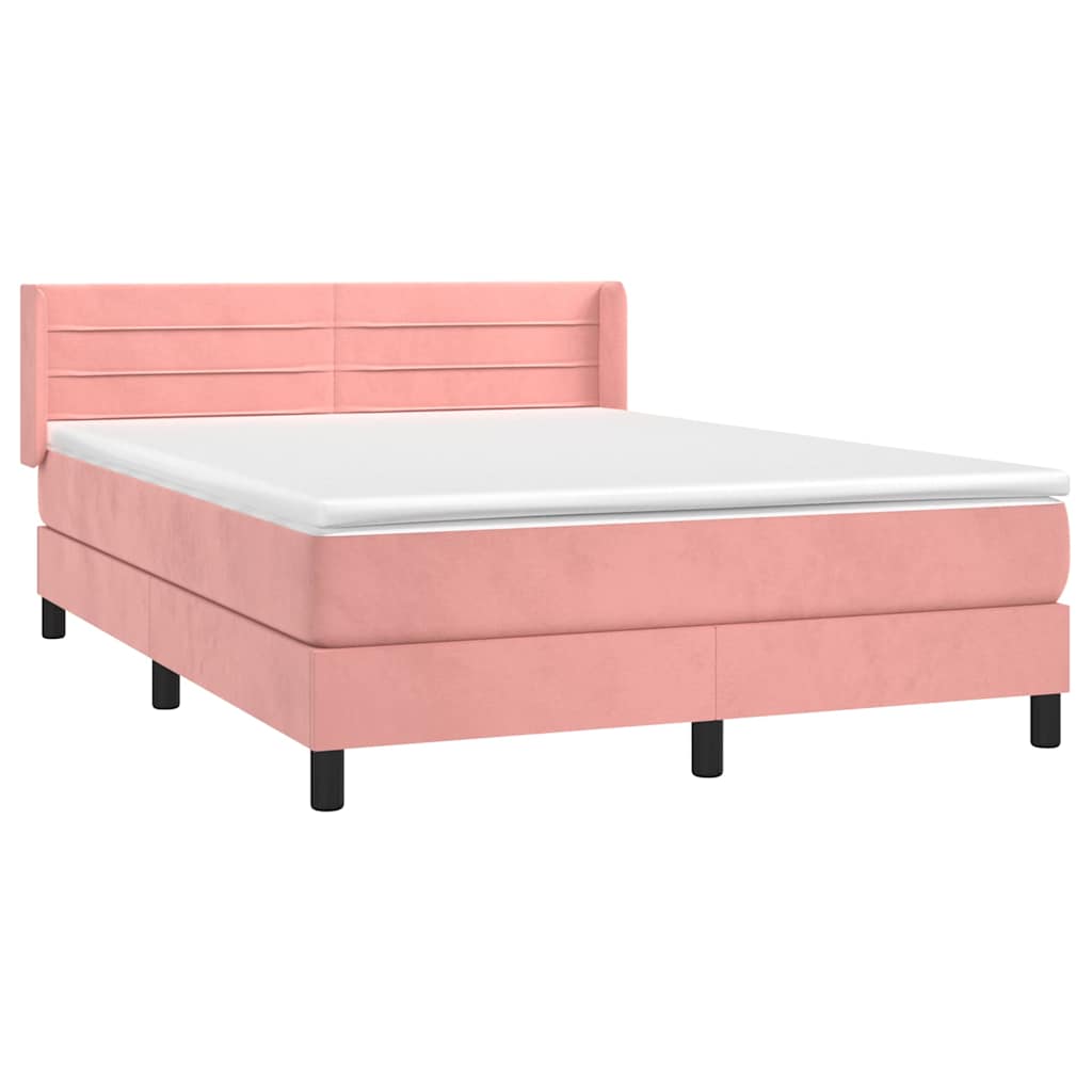 Giroletto a Molle con Materasso Rosa 140x190 cm in Velluto