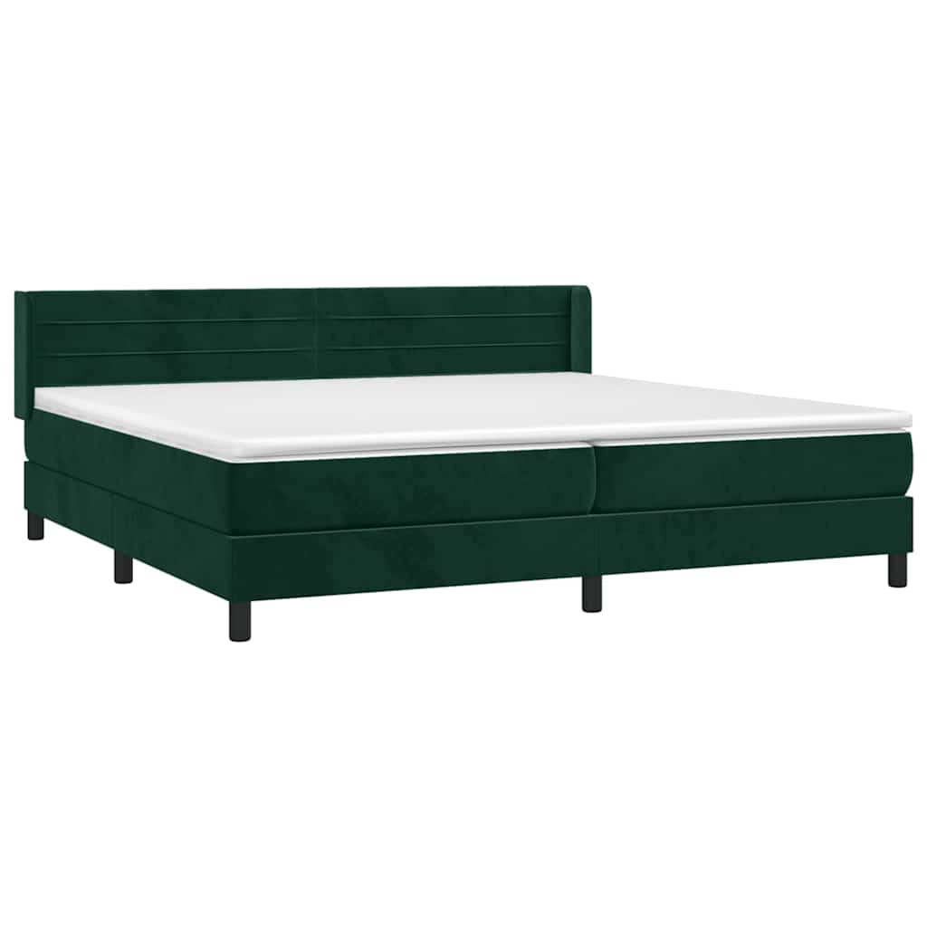Giroletto a Molle con Materasso Verde Scuro 200x200 cm Velluto | homemem39