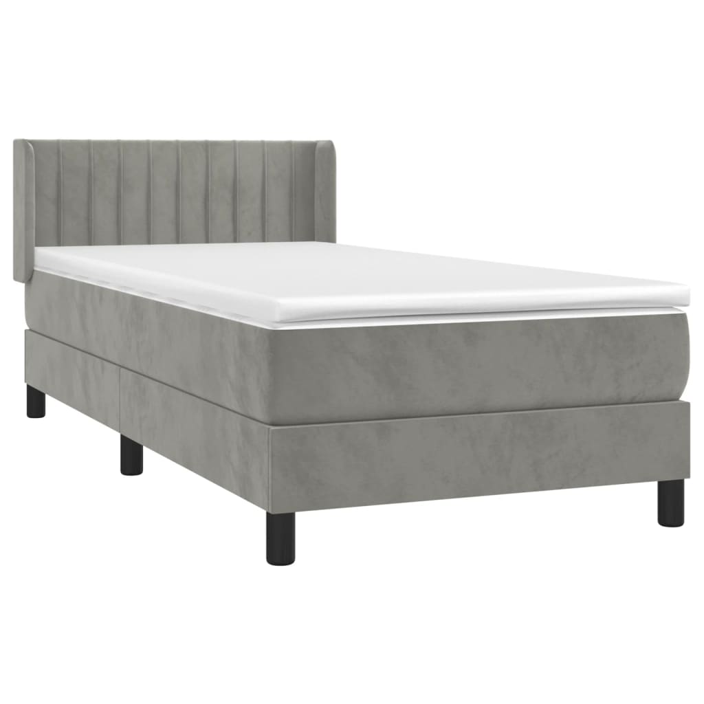 Giroletto a Molle con Materasso Grigio Chiaro 100x200cm Velluto | homemem39
